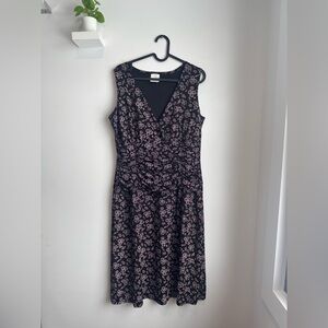 Vintage Floral Black and Pink Sleeveless Dress